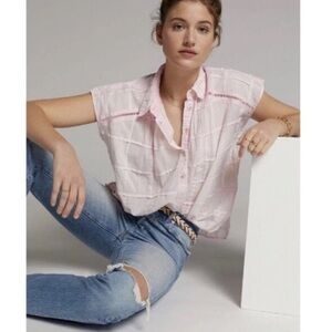 Anthropologie Pilcro Chic Light Pink Button-Down Shirt - M
